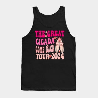 The Great Cicada Comeback Tour 2024 Quote Groovy cool Tank Top